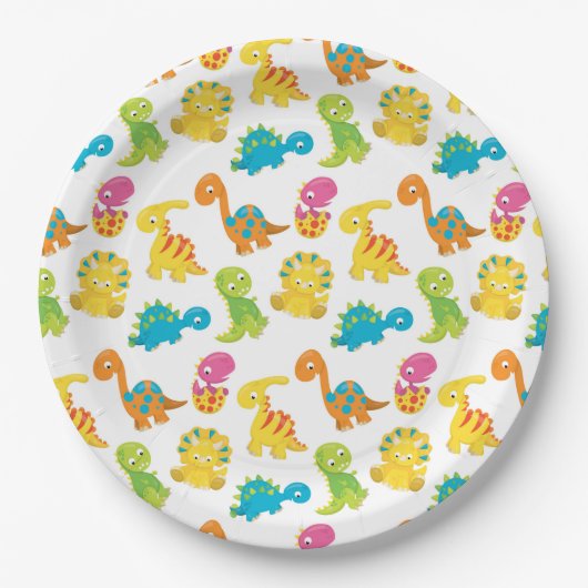 Assiettes En Carton Dinosaure adorable (Devant)