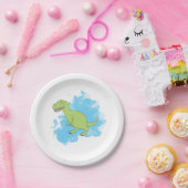 Assiettes En Carton Dinosaure avec Aquarelle Arrière - plan Design (Fête)