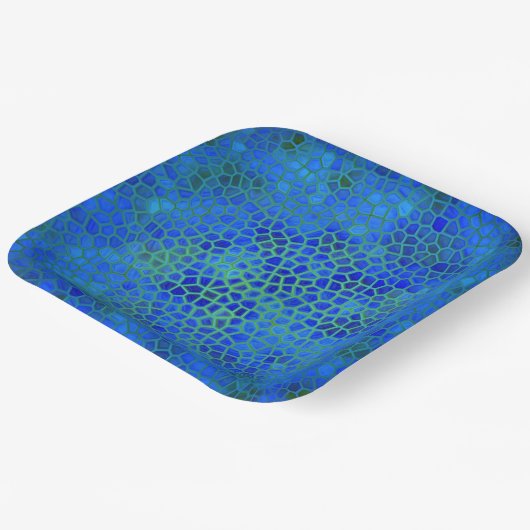 Assiettes En Carton Dinosaure bleu caché (Angulaire)