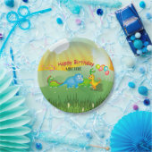 Assiettes En Carton Dinosaure Coloré Enfants Anniversaire Moderne (Fête)