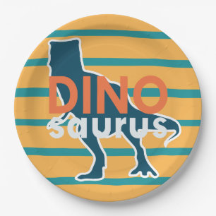 Assiettes En Carton Dinosaure coloré T-rex dessin animé garçon d'an