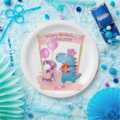 Assiettes En Carton Dinosaure Cute Girly 3 ans Anniversaire (Fête)