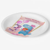 Assiettes En Carton Dinosaure Cute Girly 3 ans Anniversaire (Angle)