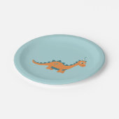 Assiettes En Carton Dinosaure de dessin animé orange portant le casque (Angle)