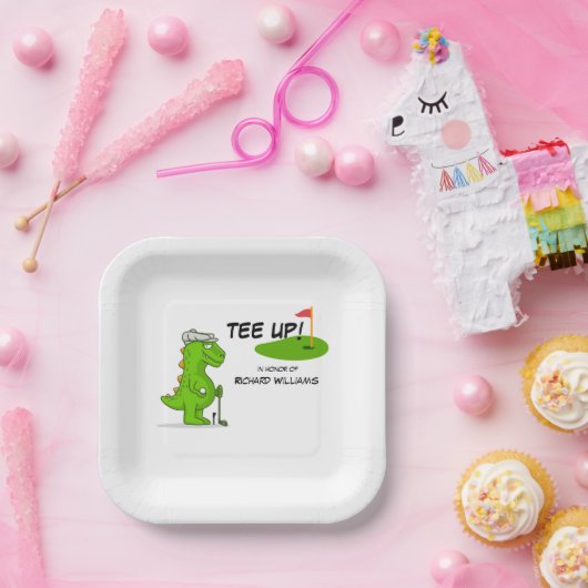 Assiettes En Carton Dinosaure de golf à la retraite (Fête)