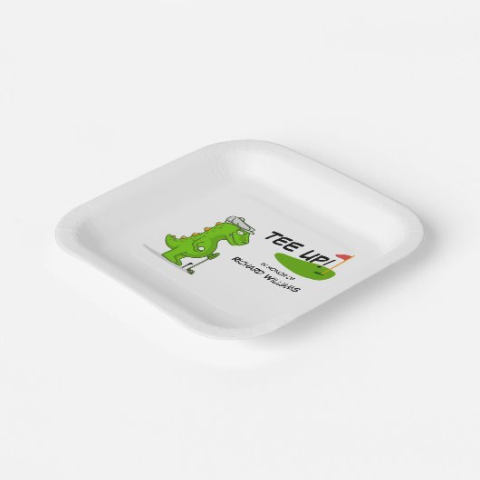 Assiettes En Carton Dinosaure de golf à la retraite (Angulaire)
