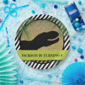 Assiettes En Carton Dinosaure fête d'anniversaire rayé (Fête)