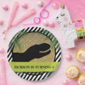 Assiettes En Carton Dinosaure fête d'anniversaire rayé (Fête)