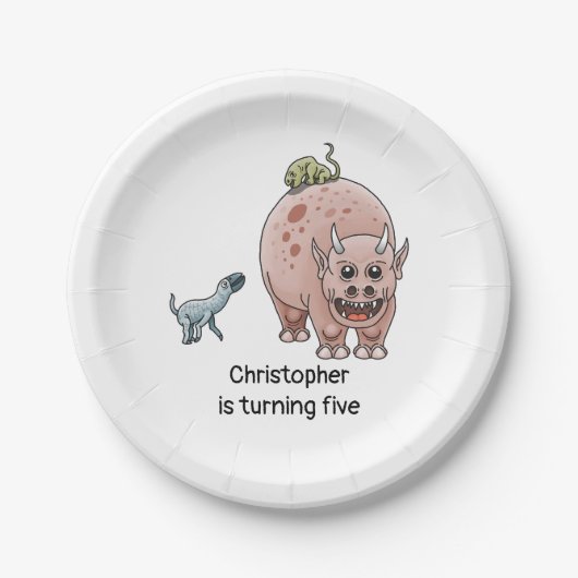 Assiettes En Carton dinosaure Imaginaire (Devant)