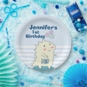 Assiettes En Carton Dinosaure jaune mignon avec des étoiles joyeux Ann (Fête)