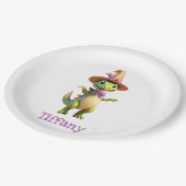 Assiettes En Carton Dinosaure magicien vert mignon (Angle)