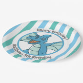 Assiettes En Carton Dinosaure mignon avec Grandes Bleues Vert (Angle)