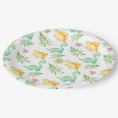 Assiettes En Carton Dinosaure monogramme fête d'anniversaire (Angle)