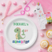 Assiettes En Carton Dinosaure personnalisé 1er anniversaire (Fête)