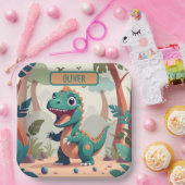 Assiettes En Carton Dinosaure Personnalisé Mignon (Fête)