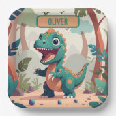 Assiettes En Carton Dinosaure Personnalisé Mignon (Recto)