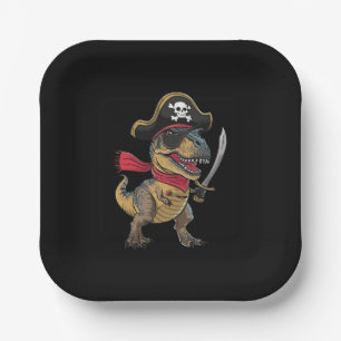 Assiettes En Carton Dinosaure Pirate T-Rex Drôle Costume Halloween