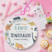 Assiettes En Carton Dinosaure Premier anniversaire Stomp Chomp Roar (Fête)