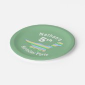 Assiettes En Carton Dinosaure rayé (Angle)