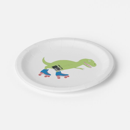 Assiettes En Carton Dinosaure Roller Skating Radio (Angle)