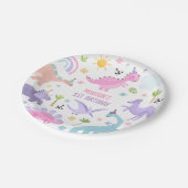 Assiettes En Carton Dinosaure rose fête d'anniversaire (Angle)