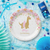 Assiettes En Carton Dinosaure rose floral fête d'anniversaire Brachios (Fête)