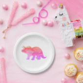 Assiettes En Carton Dinosaure rose Silhouette Tricératops Plaque en pa (Fête)