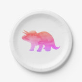 Assiettes En Carton Dinosaure rose Silhouette Tricératops Plaque en pa (Devant)