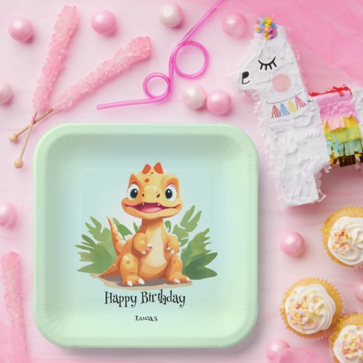 Assiettes En Carton Dinosaure sauvage zoo de la jungle Anniversaire ga (Fête)