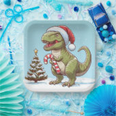 Assiettes En Carton Dinosaure sucre de canne de Noël mignon (Fête)