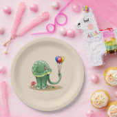 Assiettes En Carton Dinosaure tenant Ballons Anniversaire (Fête)