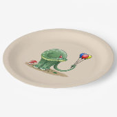 Assiettes En Carton Dinosaure tenant Ballons Anniversaire (Angle)