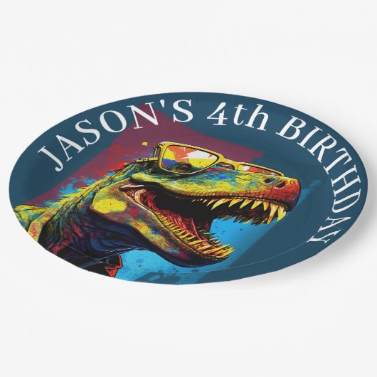 Assiettes En Carton Dinosaure Un Bon Moment Roulant Attend (Angle)