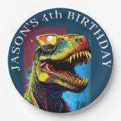 Assiettes En Carton Dinosaure Un Bon Moment Roulant Attend (Devant)