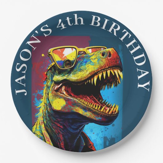 Assiettes En Carton Dinosaure Un Bon Moment Roulant Attend (Devant)
