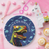 Assiettes En Carton dinosaure Un bon temps rugissant attend (Fête)
