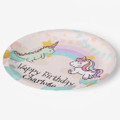 Assiettes En Carton dinosaure Unicorne arc-en-ciel dégradé fête d'anni (Angle)