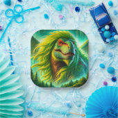 Assiettes En Carton Dinosaure Vert (Fête)