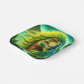 Assiettes En Carton Dinosaure Vert (Angulaire)