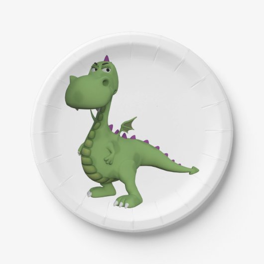 Assiettes En Carton Dinosaure Vert (Devant)