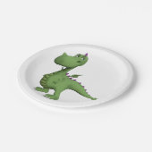 Assiettes En Carton Dinosaure Vert (Angle)