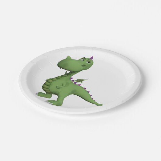 Assiettes En Carton Dinosaure Vert (Angle)