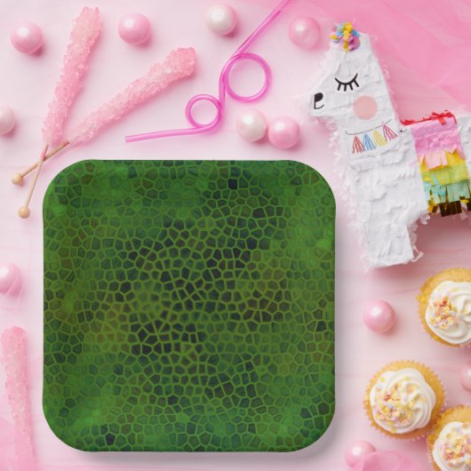 Assiettes En Carton Dinosaure Vert Caché (Fête)