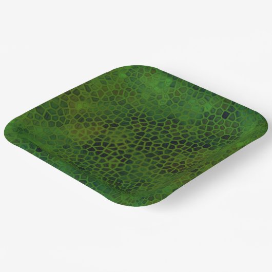 Assiettes En Carton Dinosaure Vert Caché (Angulaire)