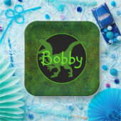 Assiettes En Carton Dinosaure Vert Personnalisé Masquer Plaque Papier (Fête)