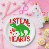 Assiettes En Carton Dinosaure Vert Valentine I Voler Coeurs (Fête)