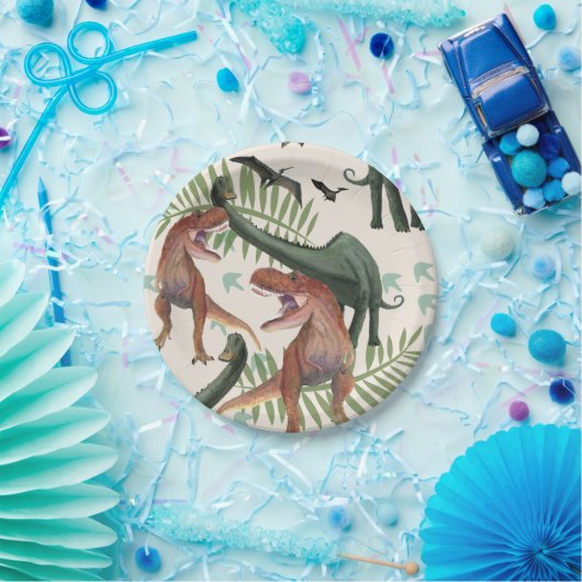 Assiettes En Carton Dinosaures (Fête)