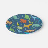 Assiettes En Carton Dinosaures colorés (Angle)