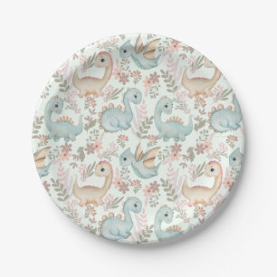 Assiettes En Carton dinosaures mignons pastel