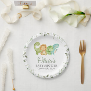 Assiettes En Carton Dinosaures mignons, T-Rex, Jurassique, Baby shower